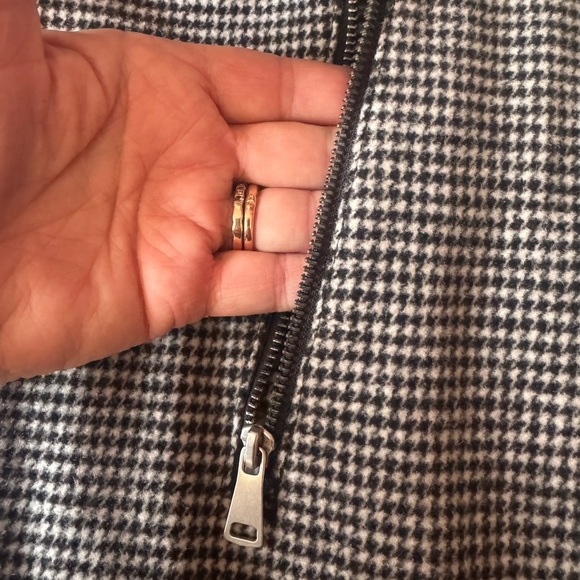 H&M Houndstooth Bomber Jacket Black + White - Wool Blend - Full Zip -Men’s Large - Picture 5 of 16